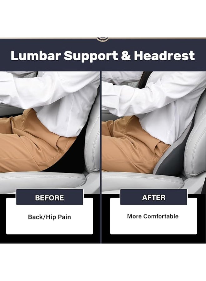 Memory Foam Car Seat Lumbar and Headrest Support Set, Ergonomic Neck and Back Cushion for Driving Comfort, Posture Support and Pain Relief - Image 3