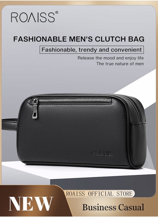 Men's Clutch Simple Casual Bag Made of Soft Premium Leather for Business Retro Trend Handbag Upgraded Version Large Capacity Mobile Phone Bag with Multiple Card Slots Black - pzsku/Z18990060EB34BE3709A0Z/45/_/1702444262/b0304c73-048f-46a0-bb5d-c527315ada10