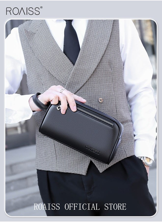 Men's Clutch Simple Casual Bag Made of Soft Premium Leather for Business Retro Trend Handbag Upgraded Version Large Capacity Mobile Phone Bag with Multiple Card Slots Black - pzsku/Z18990060EB34BE3709A0Z/45/_/1702444273/51fd043a-0acf-404f-a6c7-f9c9f503e37a