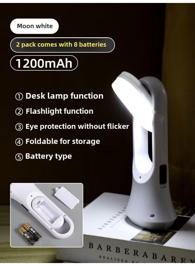 Flashlight Student Dormitory Small Portable Eye Protection Reading Special Night Reading Flashlight Junior High School Residential School Battery Night Light-Product Specifications:High Quality Flashlight - White 2 Pack (8 Batteries Included)  - Image 1