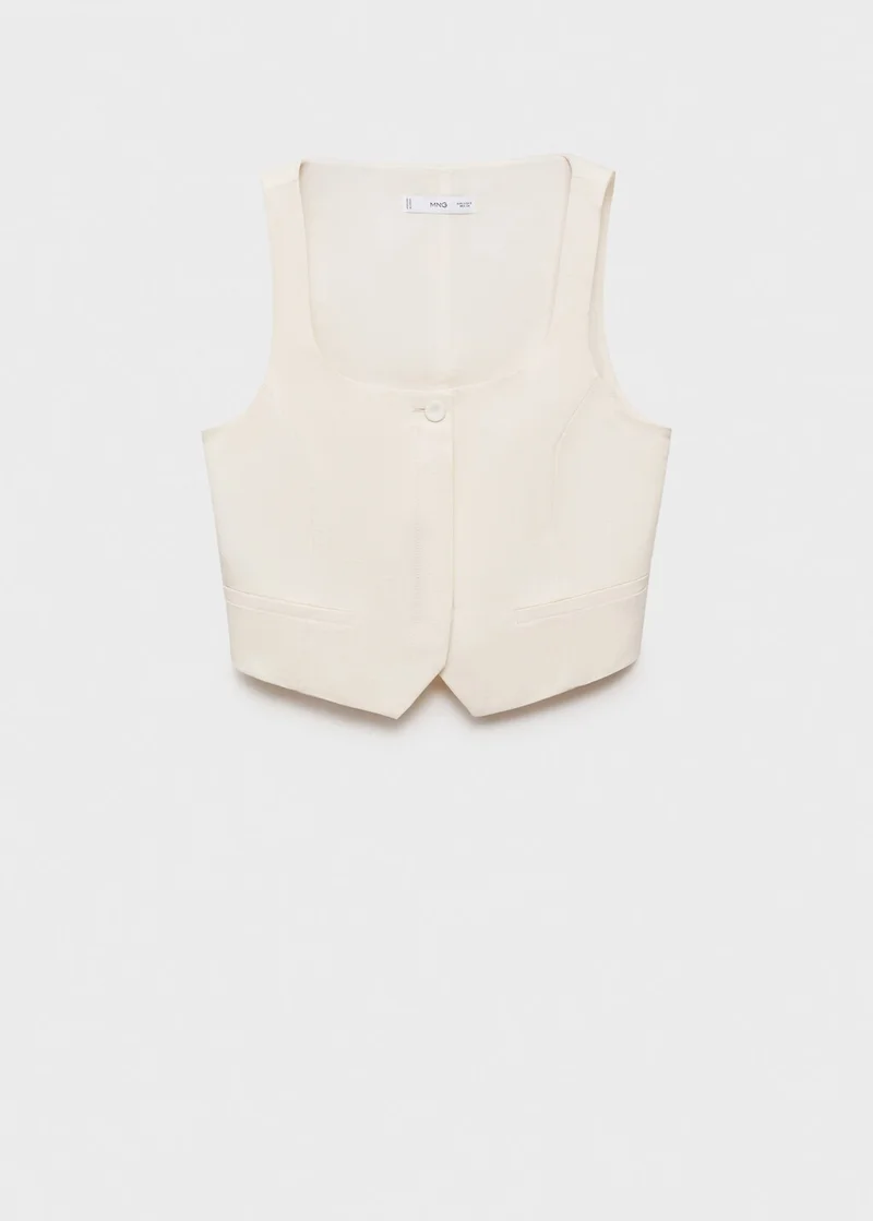 MANGO Linen-Blend Suit Waistcoat