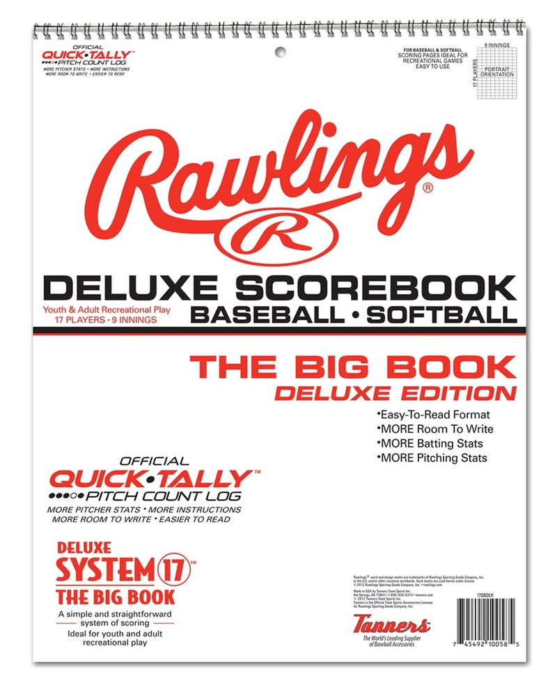 Rawlings Deluxe System17 Baseball Scorebook BLK 24 Games 17SBDLX - Image 2