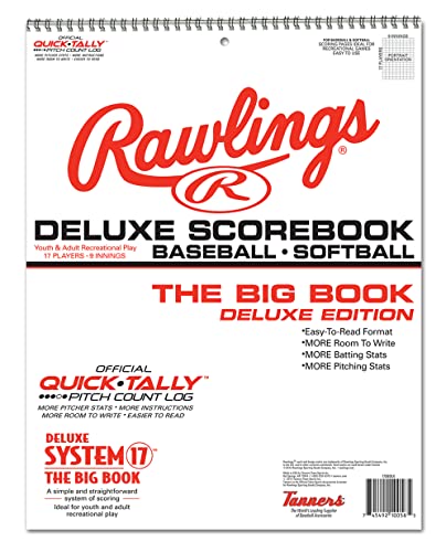 Rawlings Deluxe System17 Baseball Scorebook BLK 24 Games 17SBDLX - Image 1