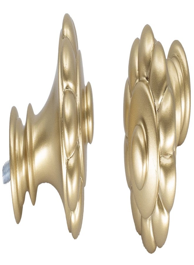 Meriville 1" Diameter Telescoping Double Window Treatment Curtain Rod, 66" to 120", Chateau Urn Finials, Royal Gold Finish - Image 2