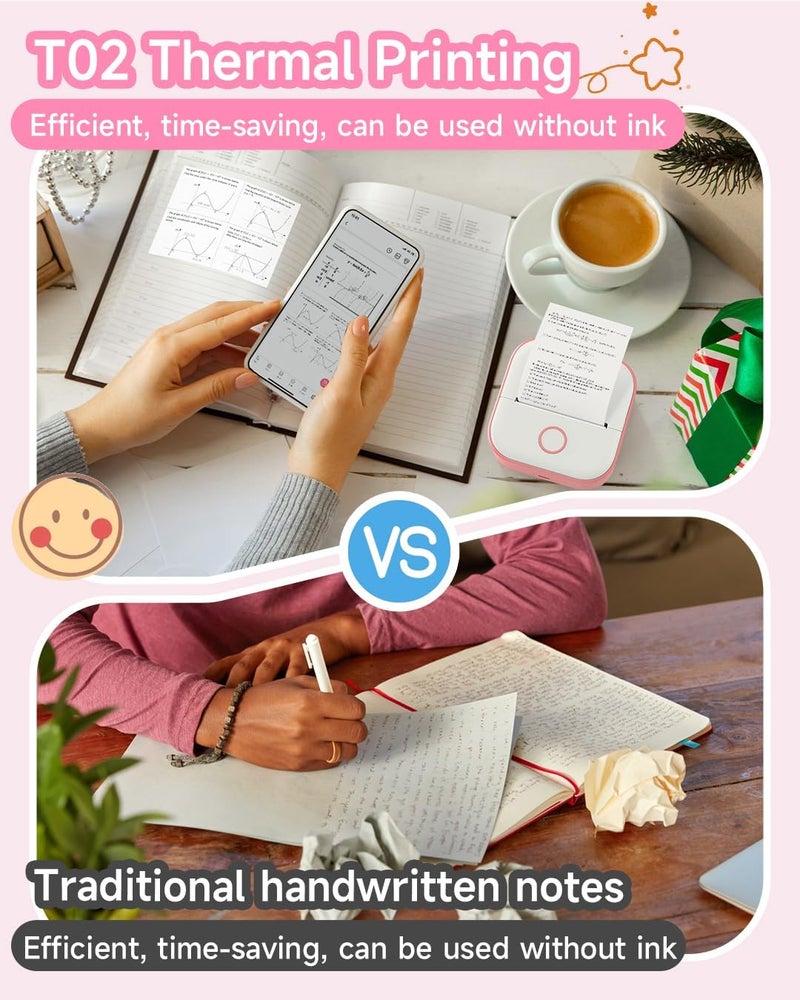 phomemo T02 Mini Sticker Printer - Small Thermal Portable Wireless Printer For Phone, Children'S Day Birthday, Compatible With Ios & Android, Pink - Image 4