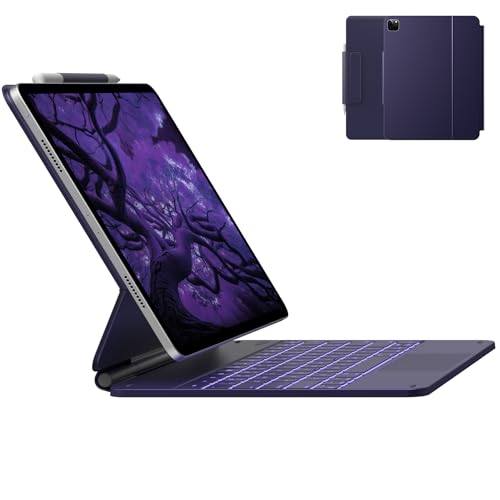 typecase Edge Keyboard Case for iPad Air 13-inch(M3/M2, 2025/2024) & iPad Pro 12.9"(6th/5th/4th/3rd Gen), Magic Keyboard with 11-Color Backlight, Multi-Touch Trackpad, Pencil Holder, Midnight Amethyst - Image 1