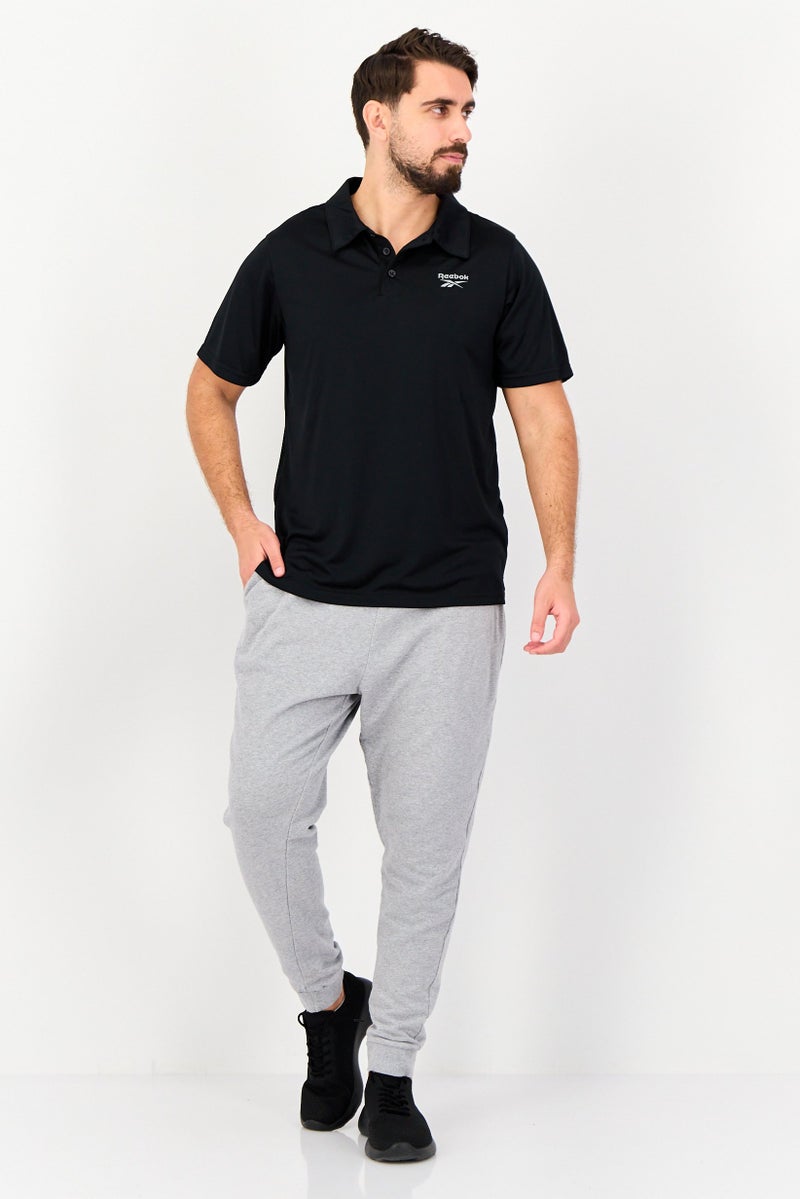 Reebok Men Sportswear Fit Short Sleeve Training Polo Shirt, Black - Image 3