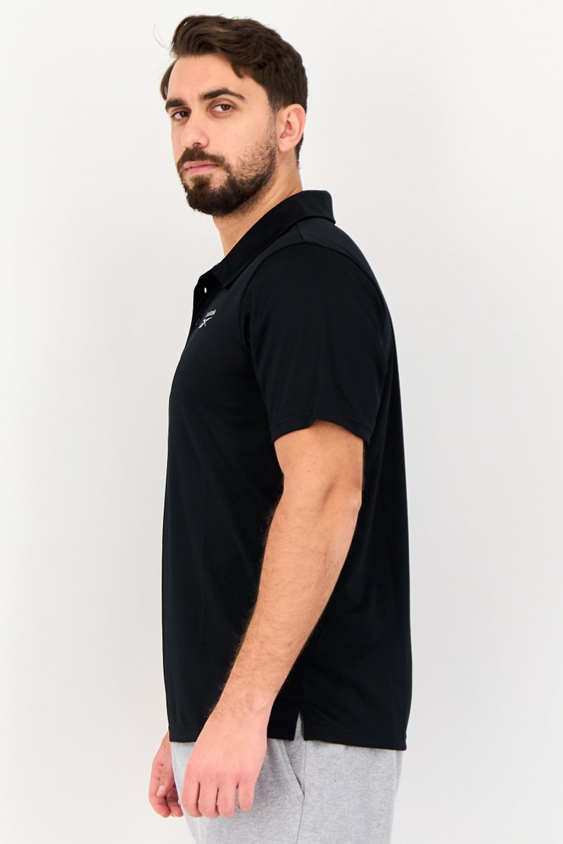 Reebok Men Sportswear Fit Short Sleeve Training Polo Shirt, Black - Image 4
