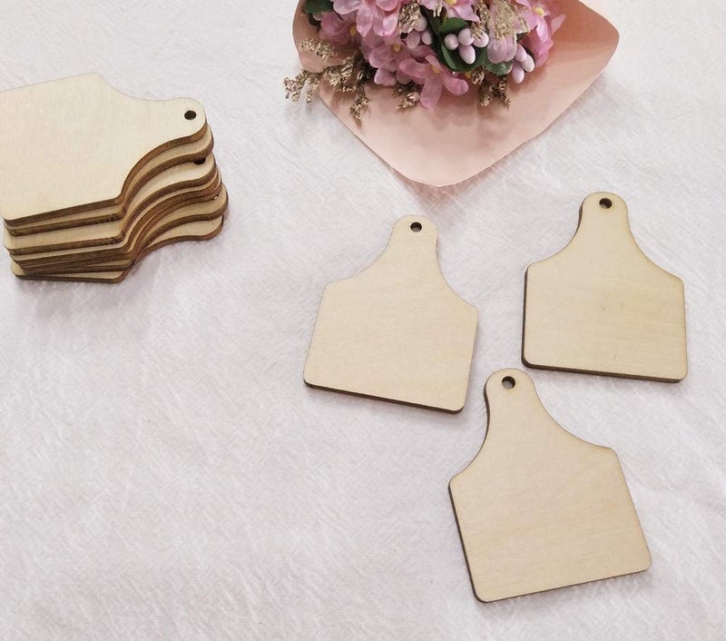 30PCS Cow Tag Natural Wood Earrings BlanksWood Jewelry Accessories DIY Unfinished Wood Shapes 25