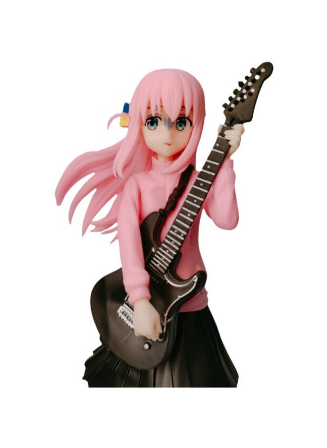 Generic - Lonely Rock Guitar Standing Posture Goto Solo Boqi Sauce Secondary Dimension Beautiful Girl Anime Trendy Play Model Ornaments-Colour:15cm Small Size Randomly Packed In 1 Bag [please Click *2 Times For The Complete Set] - Image 1