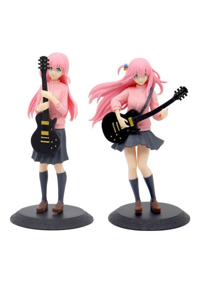 Generic - Lonely Rock Guitar Standing Posture Goto Solo Boqi Sauce Secondary Dimension Beautiful Girl Anime Trendy Play Model Ornaments-Colour:15cm Small Size Randomly Packed In 1 Bag [please Click *2 Times For The Complete Set] - Image 1