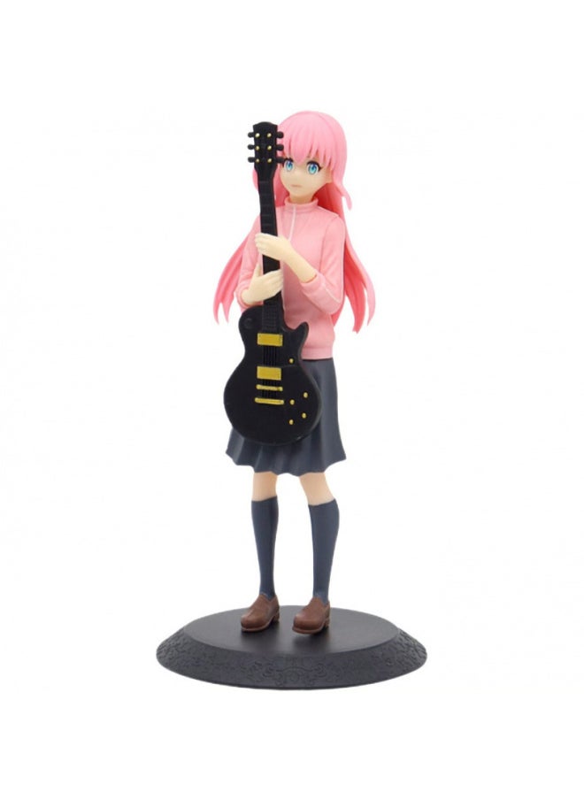 Generic - Lonely Rock Guitar Standing Posture Goto Solo Boqi Sauce Secondary Dimension Beautiful Girl Anime Trendy Play Model Ornaments-Colour:15cm Small Size Randomly Packed In 1 Bag [please Click *2 Times For The Complete Set] - Image 1