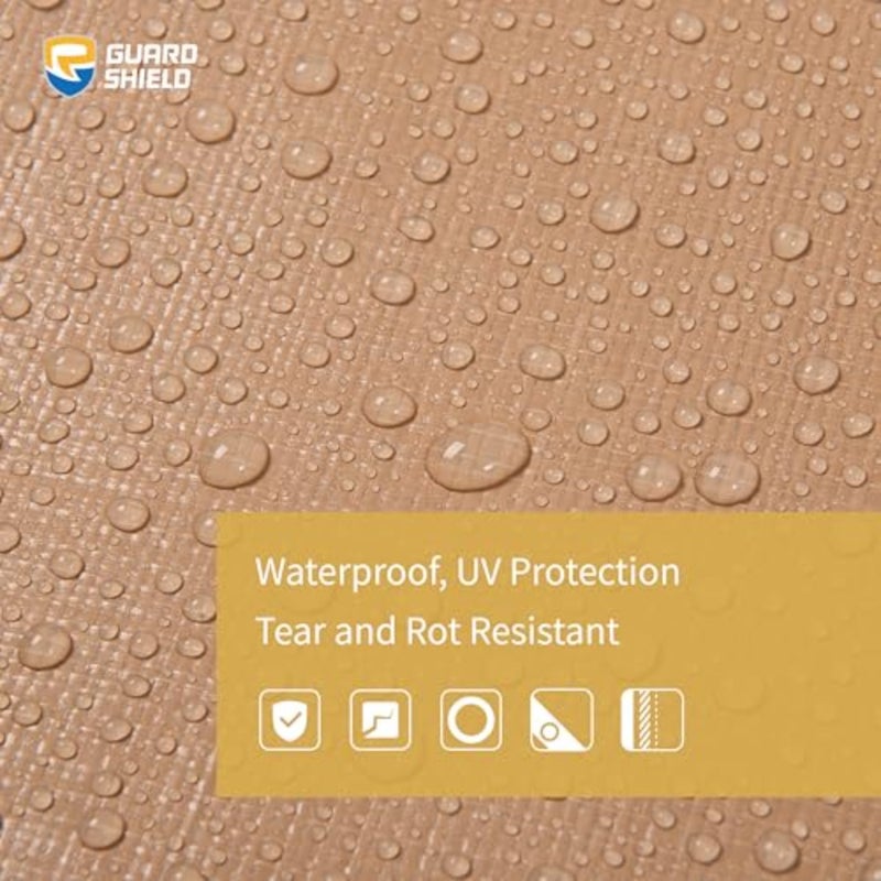 Heavy Duty Tarpaulin Sheet 6x8m Beige/Khaki Tarp Multi Purpose UV Resistant Waterproof Ground Cover 195g/m² - Image 3