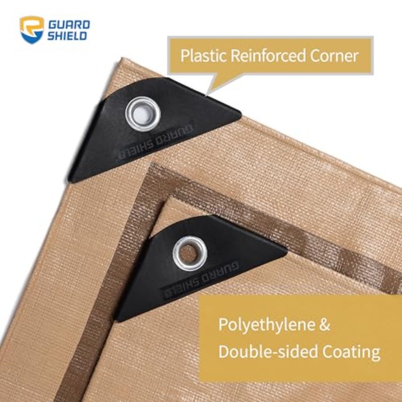 Heavy Duty Tarpaulin Sheet 6x8m Beige/Khaki Tarp Multi Purpose UV Resistant Waterproof Ground Cover 195g/m² - Image 2