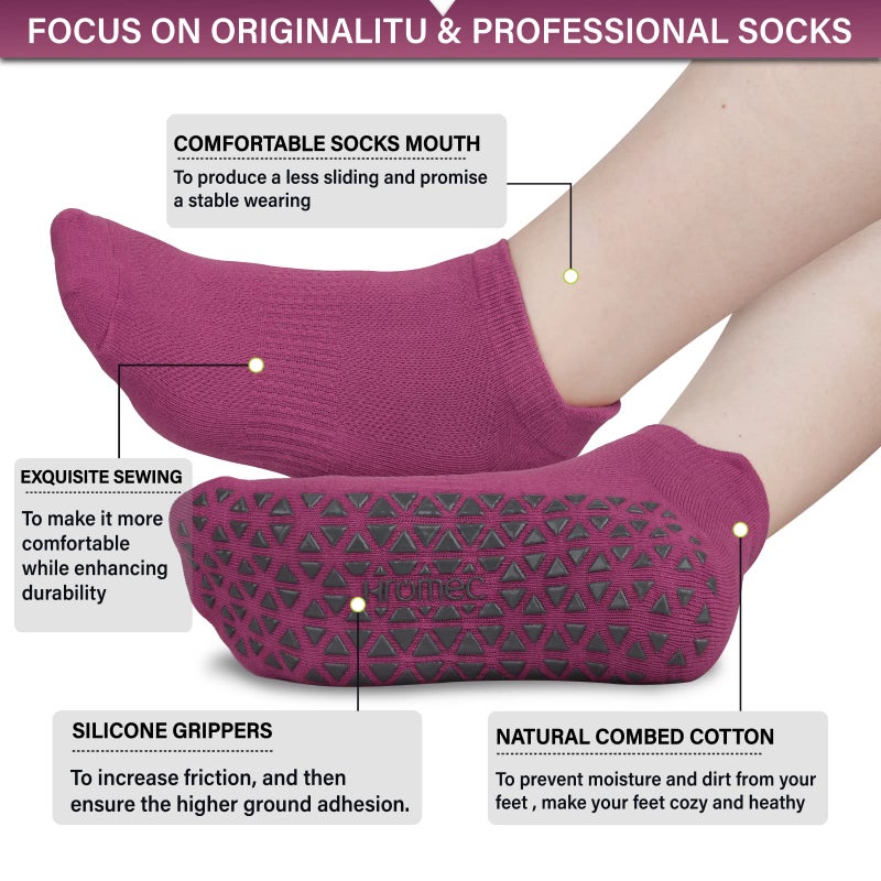 Hromec Non Slip Yoga Socks with Grips for Pilates, Ballet, Barre, Barefoot,Bikram,Hospital Anti Skid Socks for Women and Men - Image 4