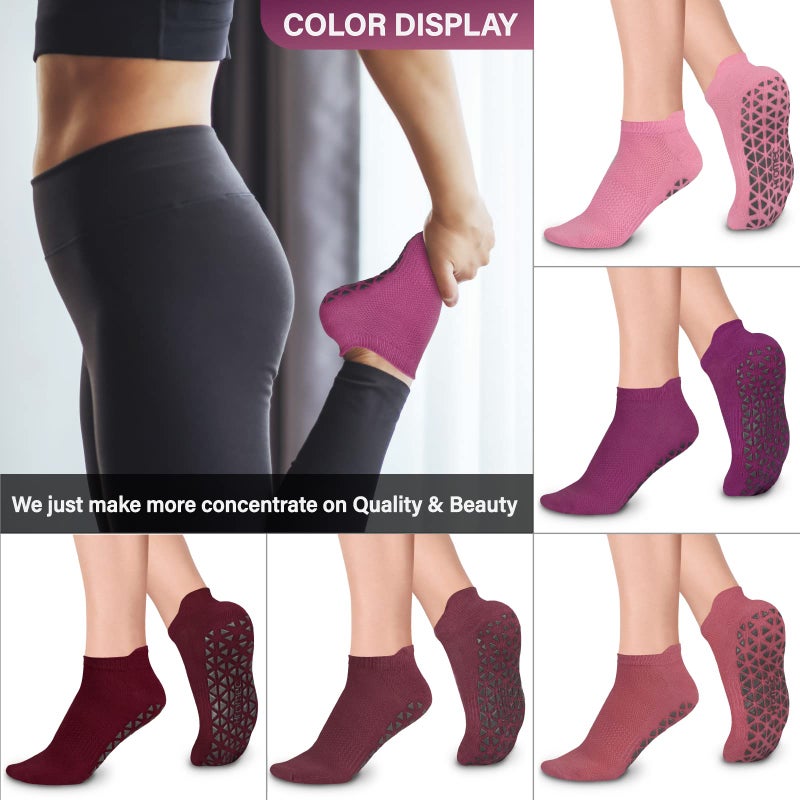 Hromec Non Slip Yoga Socks with Grips for Pilates, Ballet, Barre, Barefoot,Bikram,Hospital Anti Skid Socks for Women and Men - Image 2
