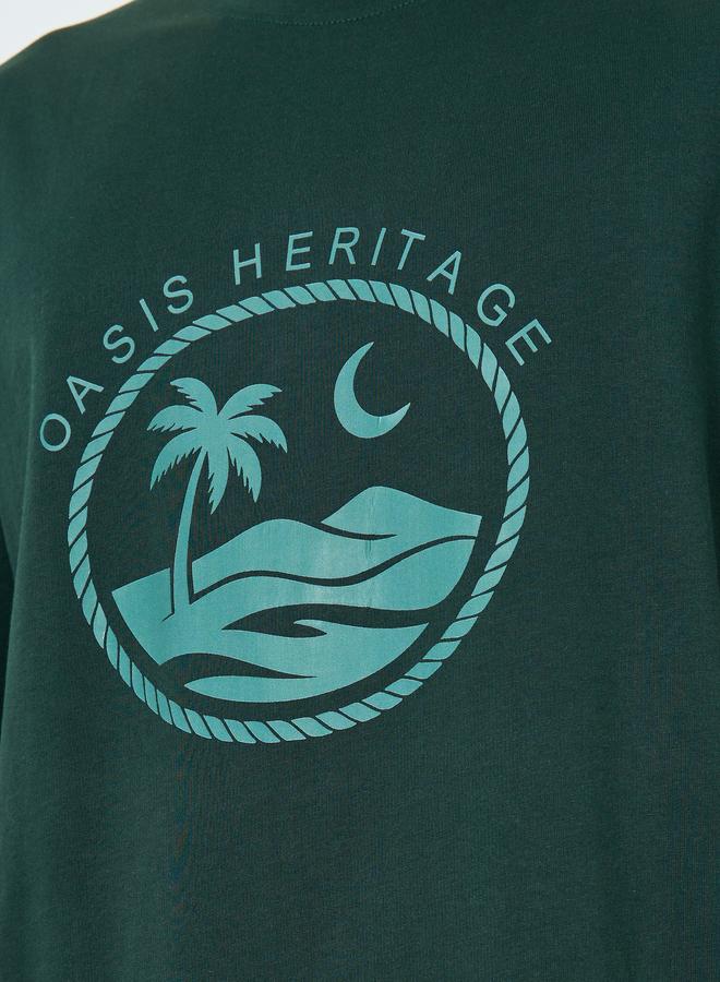 Styli Men Green Oasis Graphic Oversized T-Shirt - Image 3