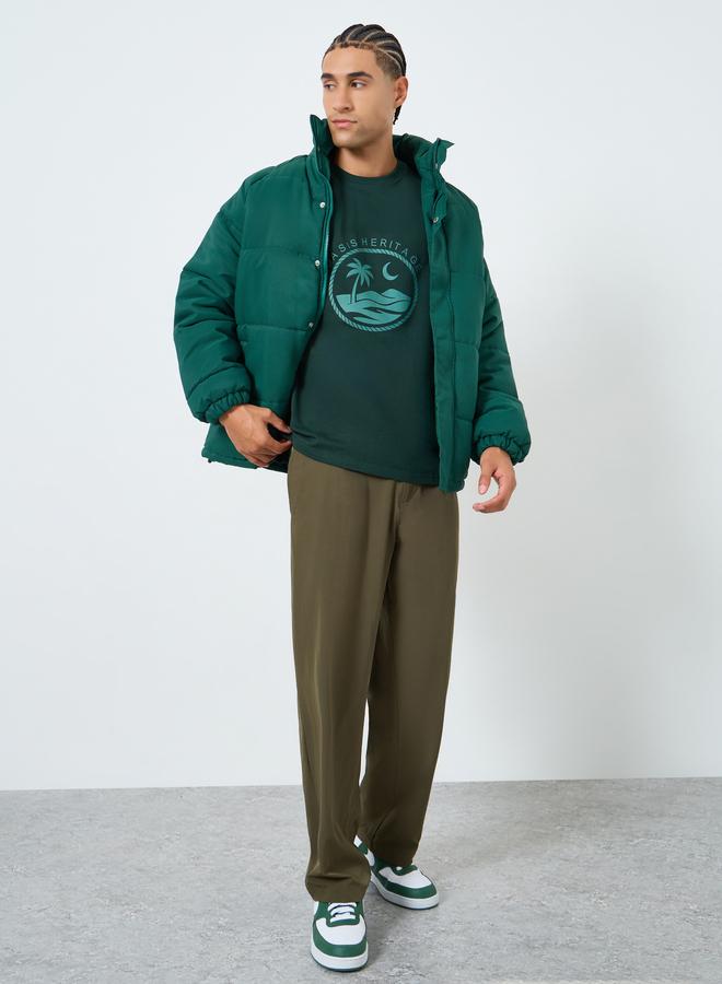 Styli Men Green Oasis Graphic Oversized T-Shirt - Image 2