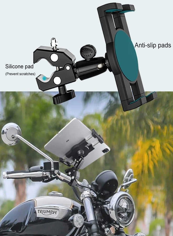 Dosvsi Bike Tablet Holder, Metal Motorcycle Tablet Mount, Anti Shake Handlebar Clamp for iPad Pro 12.9/11/ Air/Mini, Galaxy Tabs, Z Fold, iPhone, Fits 4-13" Tablets, 1/4'' Screw adapter for Camera - Image 4