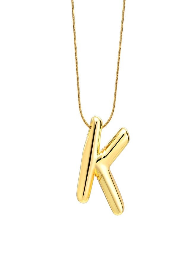 MEENAZ Anti Tarnish 'K' Letter Initial Gold Pendant for Women Stainless Steel Jewellery Alphabet Necklace Bubble Alphabet Chain for Women Girls Waterproof Balloon Necklace for Women Necklace for Girls - Image 1