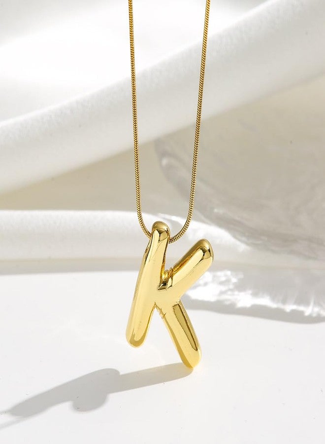 MEENAZ Anti Tarnish 'K' Letter Initial Gold Pendant for Women Stainless Steel Jewellery Alphabet Necklace Bubble Alphabet Chain for Women Girls Waterproof Balloon Necklace for Women Necklace for Girls - Image 3