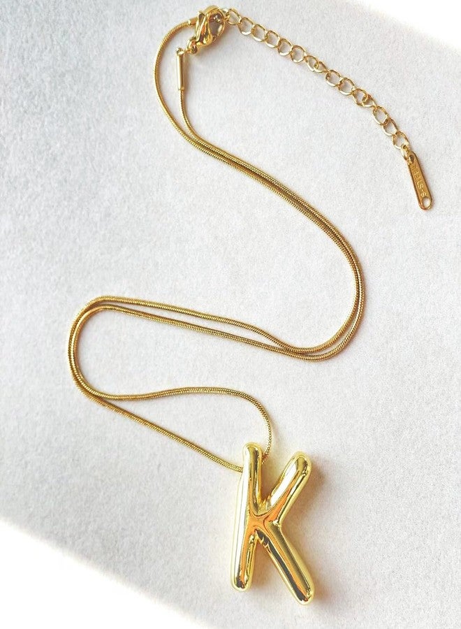 MEENAZ Anti Tarnish 'K' Letter Initial Gold Pendant for Women Stainless Steel Jewellery Alphabet Necklace Bubble Alphabet Chain for Women Girls Waterproof Balloon Necklace for Women Necklace for Girls - Image 4