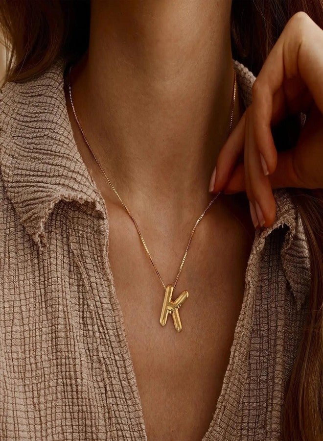 MEENAZ Anti Tarnish 'K' Letter Initial Gold Pendant for Women Stainless Steel Jewellery Alphabet Necklace Bubble Alphabet Chain for Women Girls Waterproof Balloon Necklace for Women Necklace for Girls - Image 2