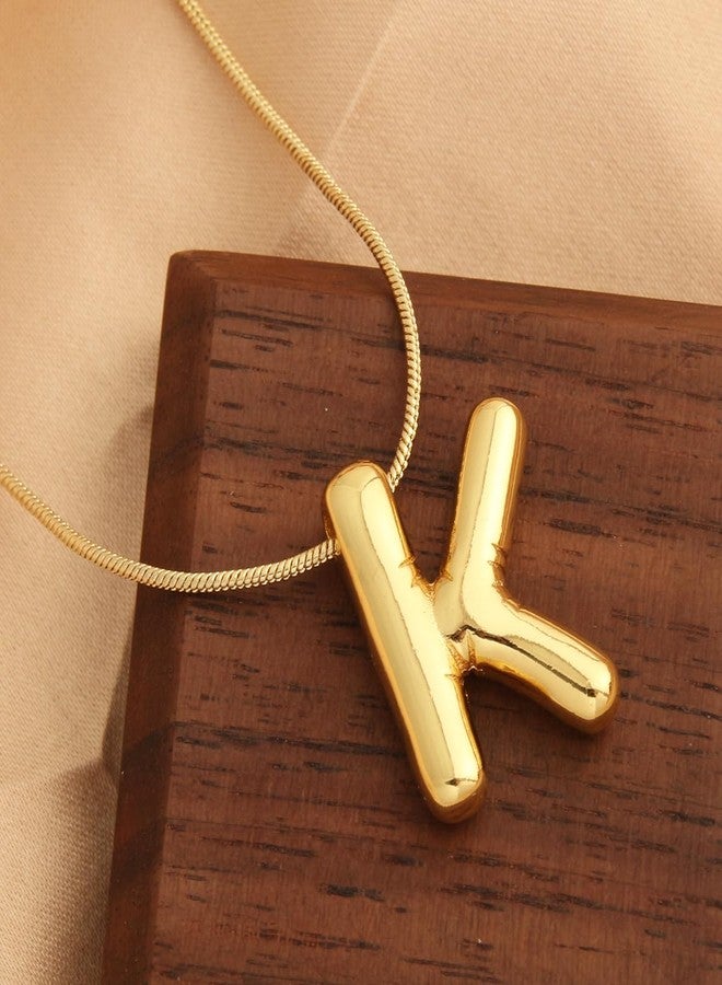 MEENAZ Anti Tarnish 'K' Letter Initial Gold Pendant for Women Stainless Steel Jewellery Alphabet Necklace Bubble Alphabet Chain for Women Girls Waterproof Balloon Necklace for Women Necklace for Girls - Image 5