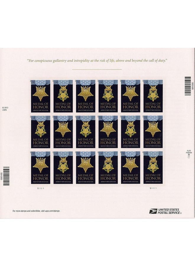 USPS World War Ii Medal Of Honor Double Side Sheet Of 20 X Forever Stamps Scott 4822A By Usps  - Image 3