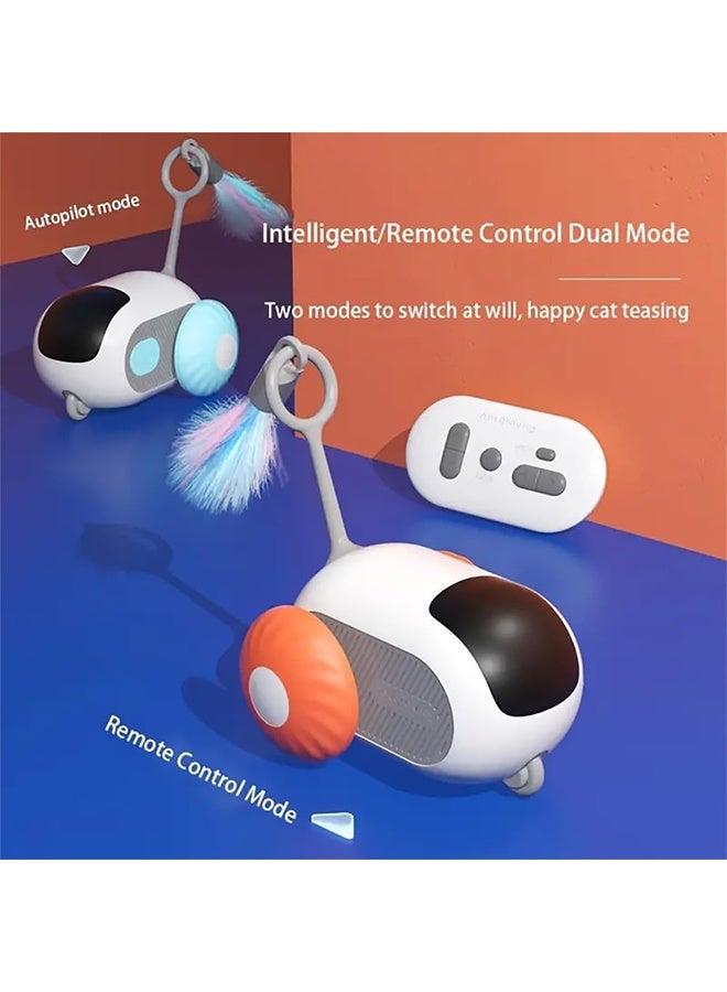Interactive Smart Cat Toy with Remote Control – Rechargeable Automatic Obstacle Avoidance Robot with Fluffy Tail Attachments USB Fast Charging Electronic Pet Toy for Indoor Cats - Image 2