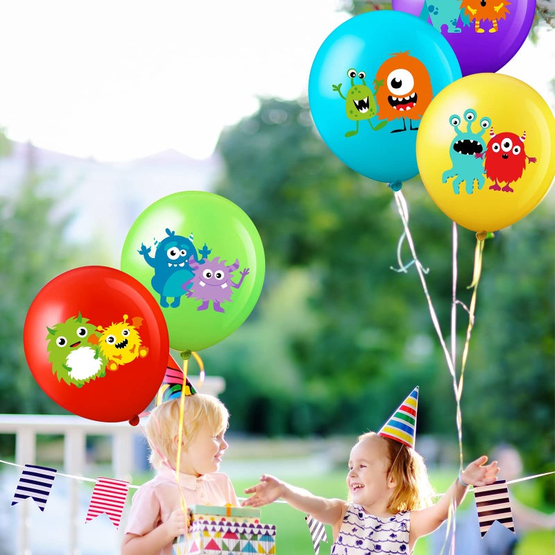 Civaner 60 Pieces Monster Foil Balloons 6 Styles Decorative Birthday Party Balloons Kids Party Supplies for Kids Boys Girls Birthday Party Favors - Image 5
