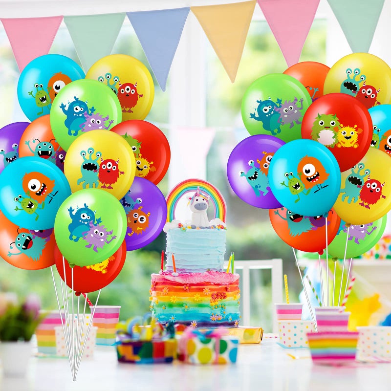 Civaner 60 Pieces Monster Foil Balloons 6 Styles Decorative Birthday Party Balloons Kids Party Supplies for Kids Boys Girls Birthday Party Favors - Image 4
