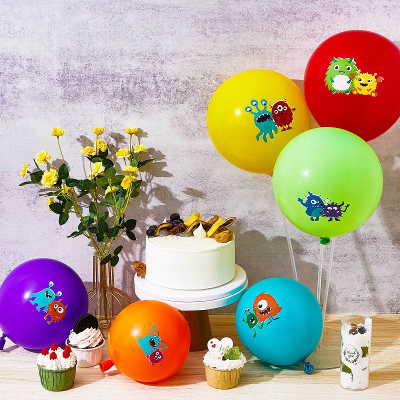Civaner 60 Pieces Monster Foil Balloons 6 Styles Decorative Birthday Party Balloons Kids Party Supplies for Kids Boys Girls Birthday Party Favors - Image 3
