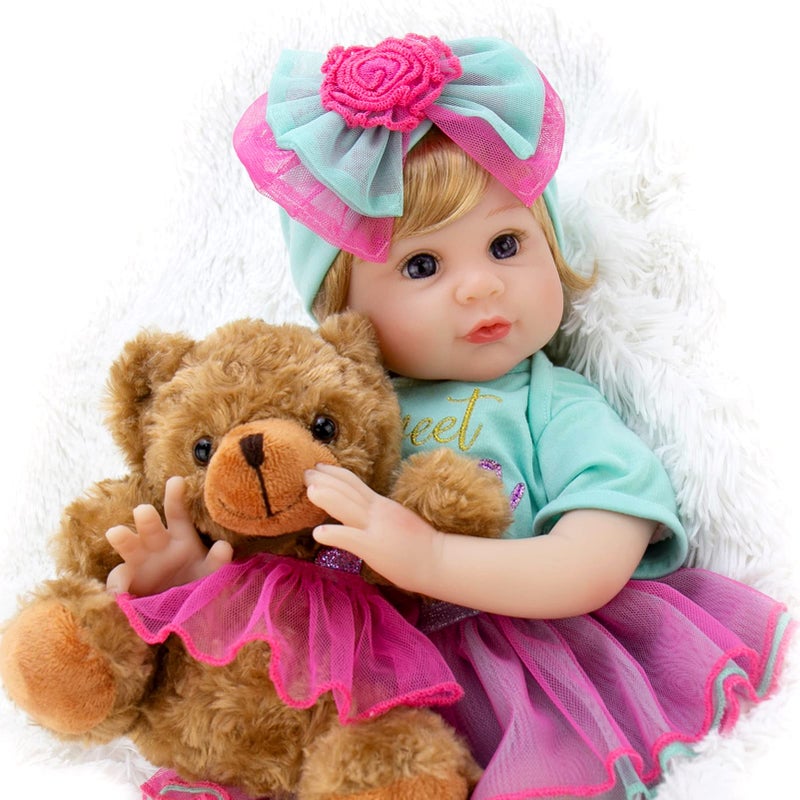 Milidool Reborn Baby Dolls, 22 inch Weighted Realistic Newborn Baby Girl Lifelike Newborn Girl Doll with Feeding Toy Accessories Set, Great Gift Set for Grandma Kids 3+ - Image 1