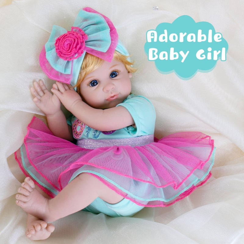 Milidool Reborn Baby Dolls, 22 inch Weighted Realistic Newborn Baby Girl Lifelike Newborn Girl Doll with Feeding Toy Accessories Set, Great Gift Set for Grandma Kids 3+ - Image 5