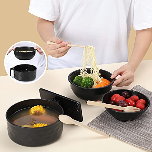 RORBAM Microwave Ramen Cooker,Ramen Bowl Set,Microwave Noodle Bowl With Chopsticks and Spoon, College Dorm Room Essentials for Girls for Boys, Apartment Essentials, BPA-Free. (black) … - Image 3