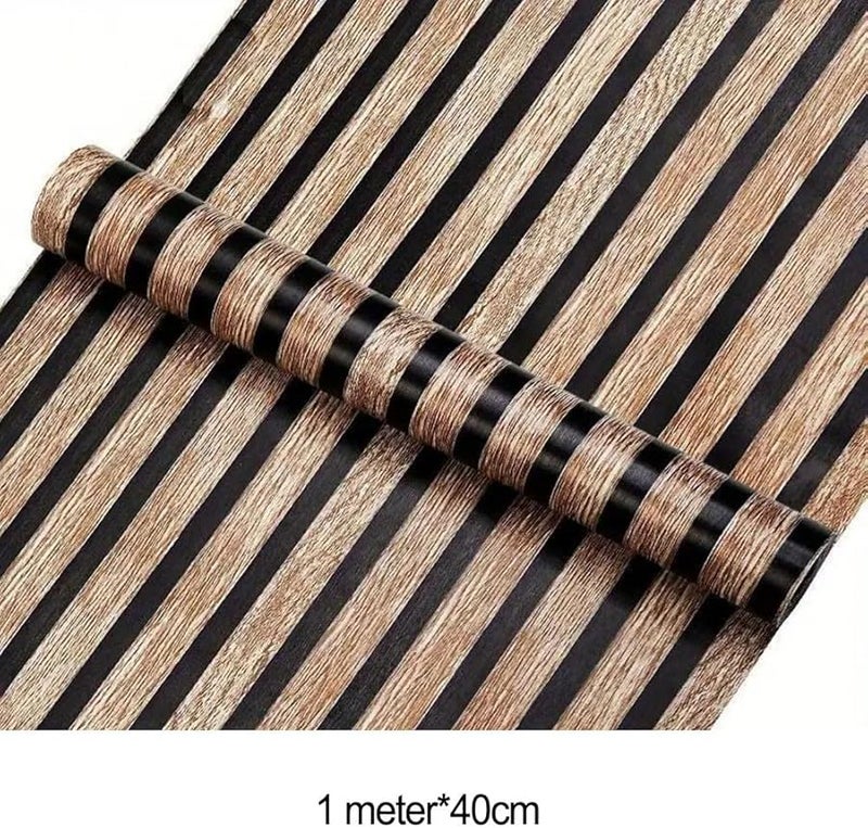 تصميم شرائح الخشب الطبيعي ورق حائط قابل للإزالة عرض 40 سم حجم 4 قطع - Image 3