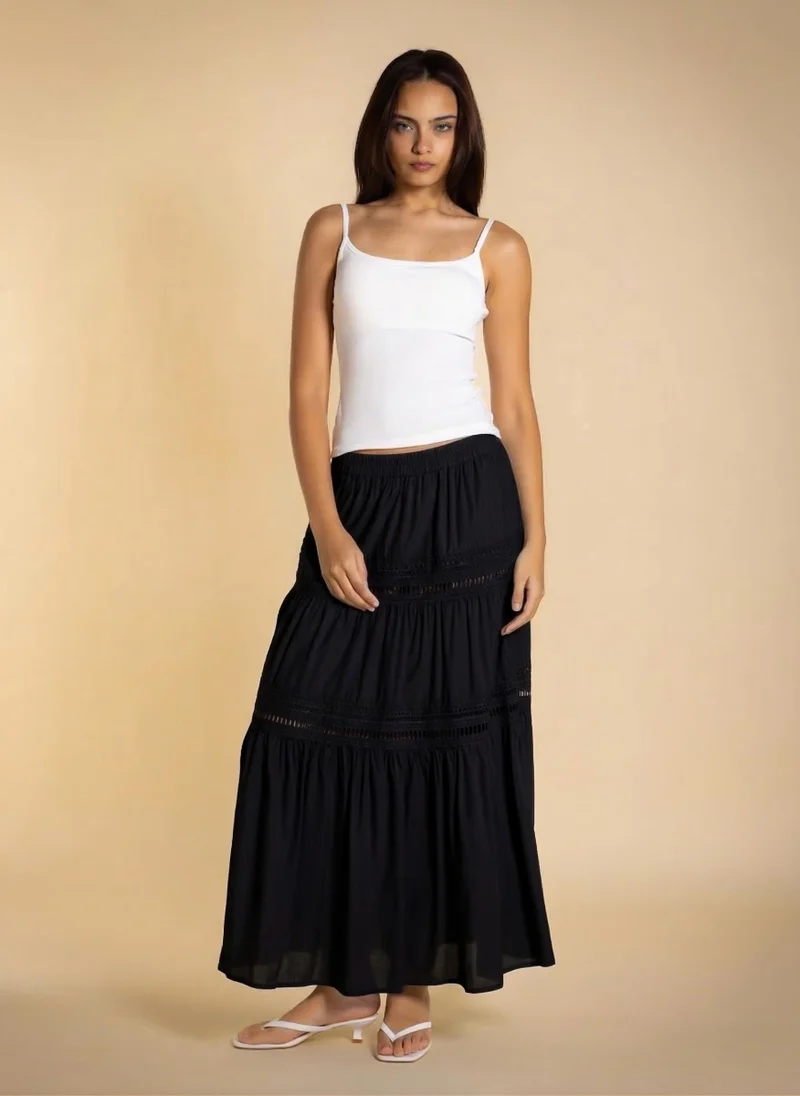 شايبس DETAIL EMBROIDERED COTTON MAXI SKIRT