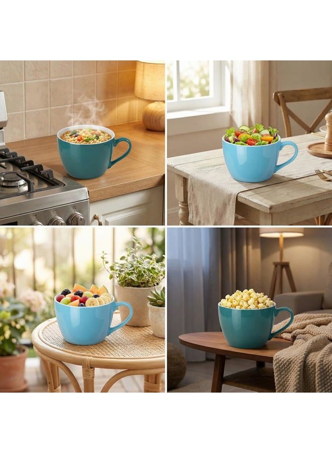 MECOWON 30 OZ Porcelain Coffee Mugs, Set of 2 Large Mugs for Soup, Cereal and Salad (blue) - Image 5