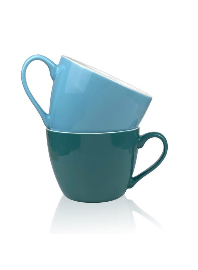 MECOWON 30 OZ Porcelain Coffee Mugs, Set of 2 Large Mugs for Soup, Cereal and Salad (blue) - Image 1