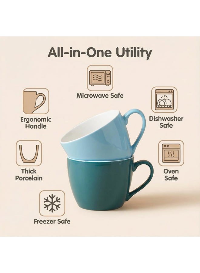 MECOWON 30 OZ Porcelain Coffee Mugs, Set of 2 Large Mugs for Soup, Cereal and Salad (blue) - Image 3