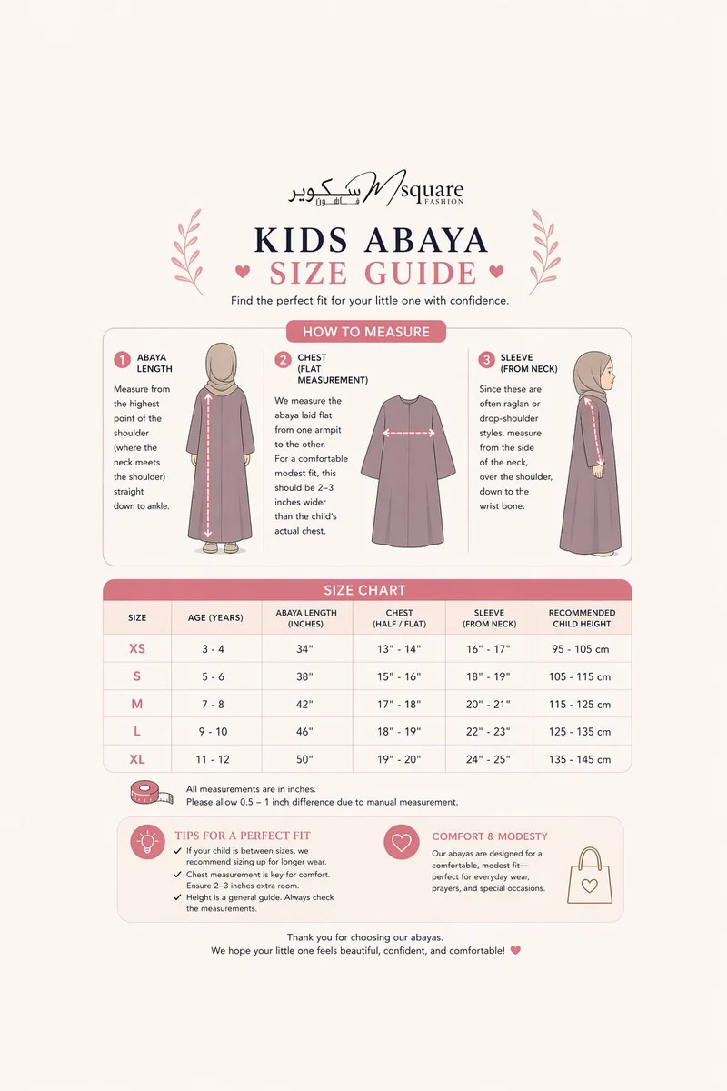 MSquare Fashion  Kids Harir Maqsood Prayer Abaya I Beige for Kids | Best Price UAE