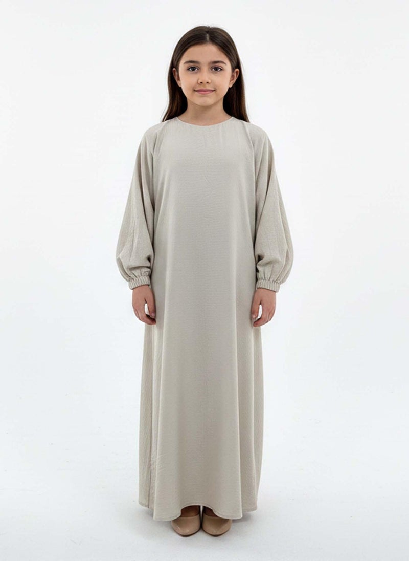 MSquare Fashion Kids Harir Maqsood Prayer Abaya I Beige - Image 1