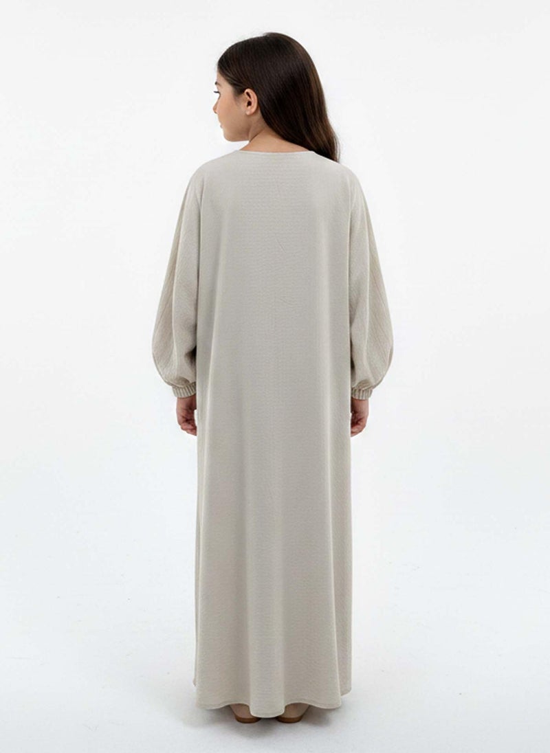 MSquare Fashion Kids Harir Maqsood Prayer Abaya I Beige - Image 3