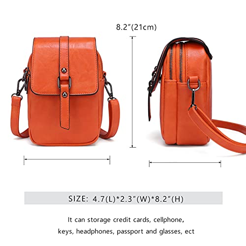 My Friday myfriday Vintage Crossbody Phone Bag for Women, Small Leather Shoulder Purse and Handbag with Tassel&Rivet Decoration - Image 2