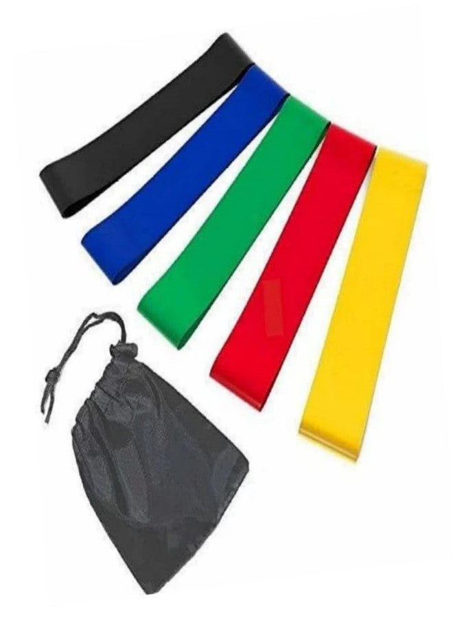Vuvail Mini Loop Resistance Band|Toning Home Gym Exercise and Stretch|Latex Band with Carry Bag|for HIPS Arms and Legs|Theraband for Men and Women|Multicolor with Different Levels|Pack of 5 pcs - Image 2