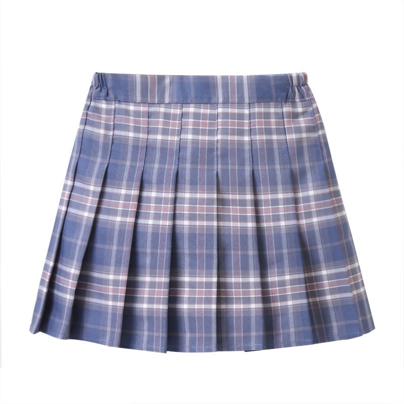 Girls Pleated Skirt Autumn Spring New Fashion Blue Orange white plaid skirt 