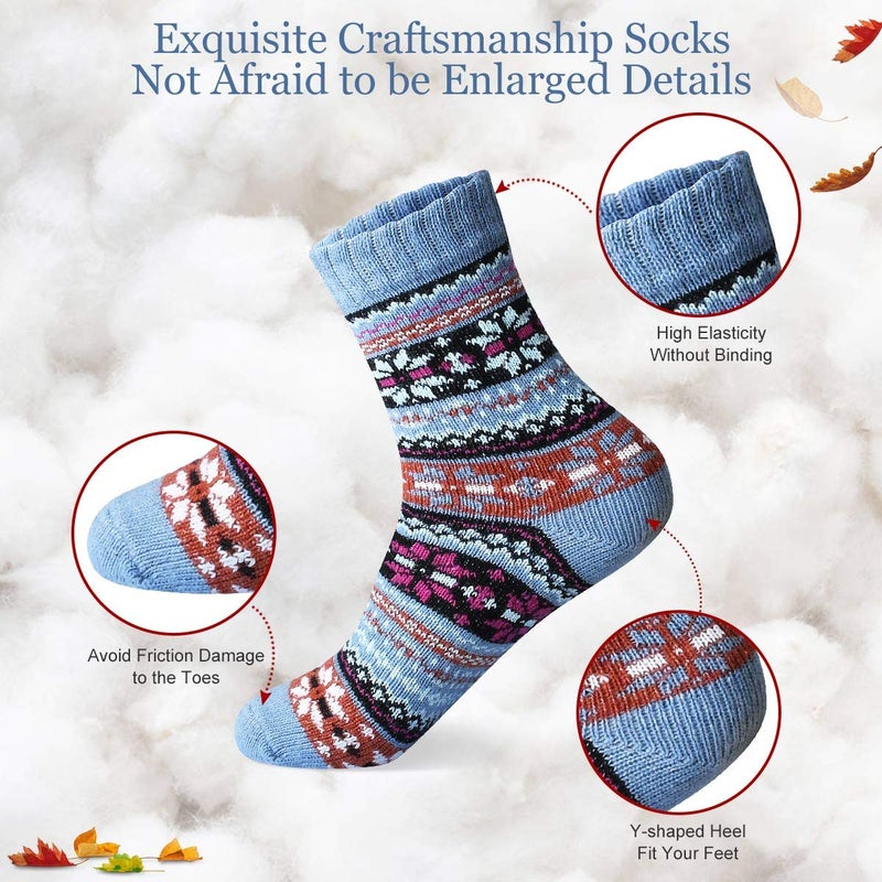 MORECOO Socks for Women - Christmas Gifts for Women - Stocking Stuffers - Thick Wool Soft Warm Cozy Crew Womens Socks - Image 4