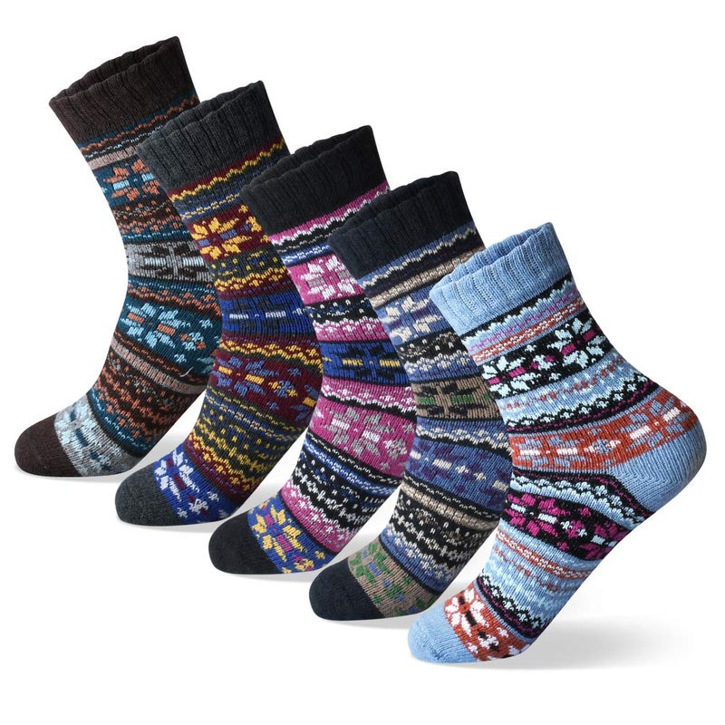 MORECOO Socks for Women - Christmas Gifts for Women - Stocking Stuffers - Thick Wool Soft Warm Cozy Crew Womens Socks - Image 1