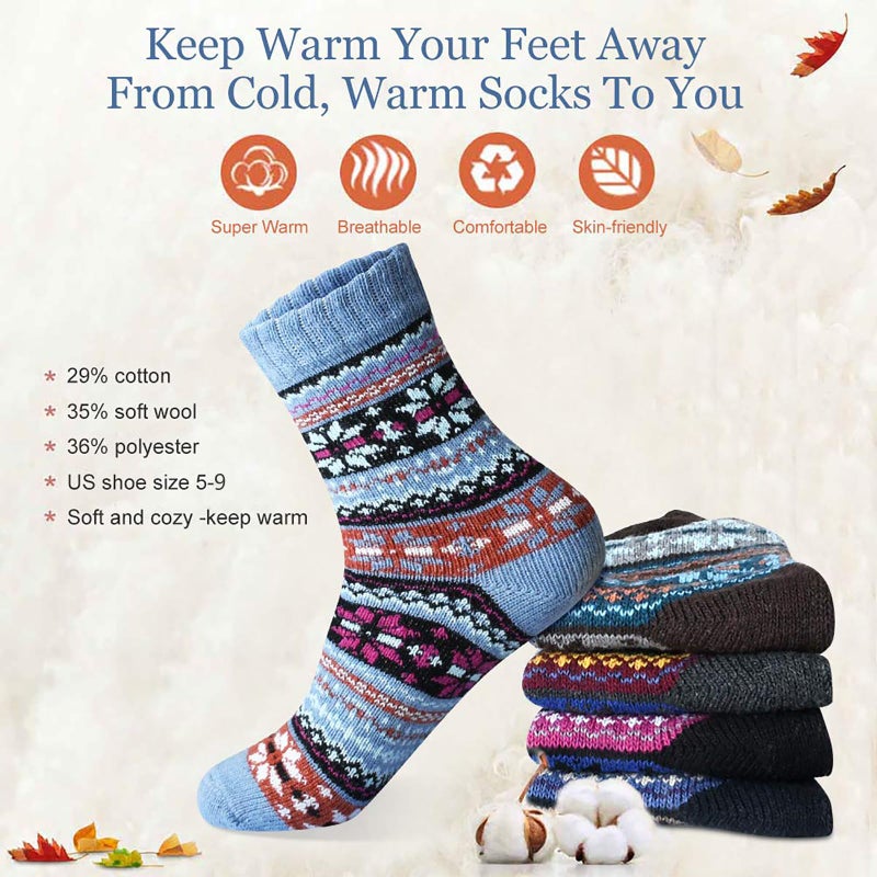 MORECOO Socks for Women - Christmas Gifts for Women - Stocking Stuffers - Thick Wool Soft Warm Cozy Crew Womens Socks - Image 5